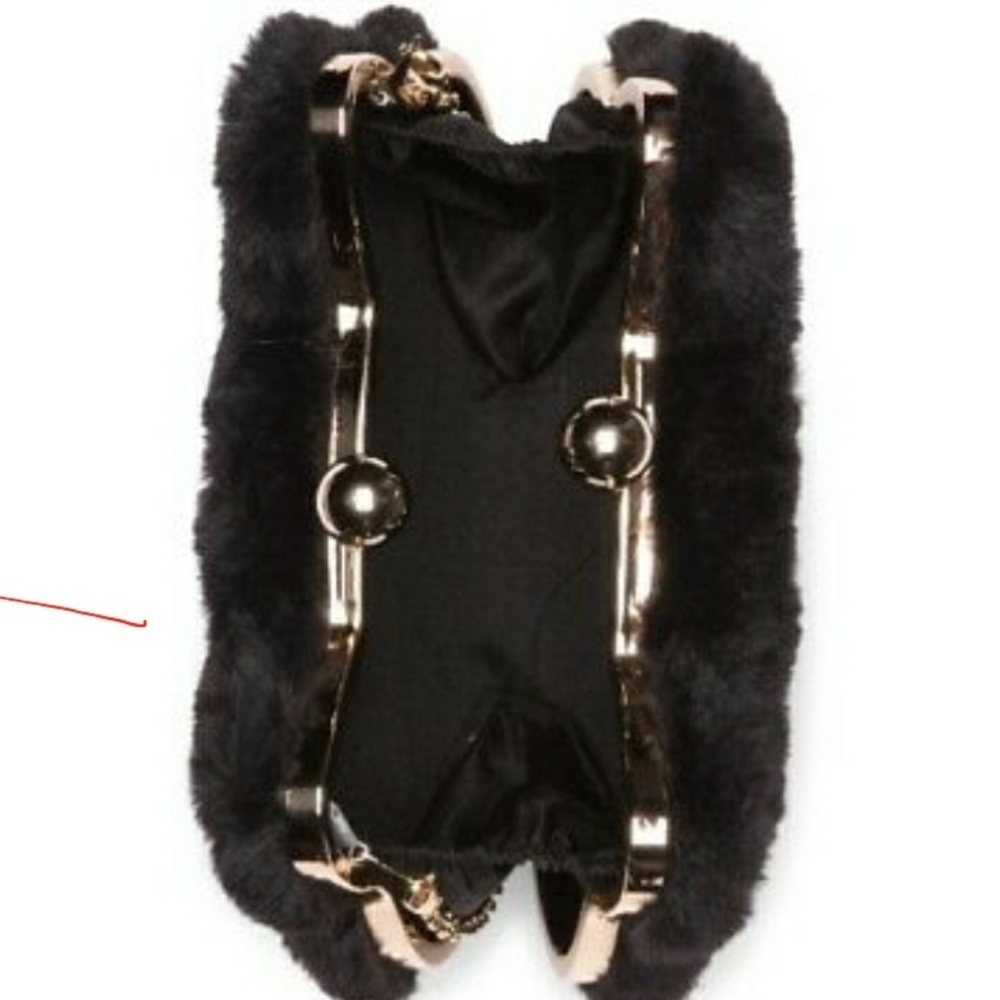 Black Faux Fur Kitty Kat clutch/Crossbody bag🐈 - Picture 6 of 8
